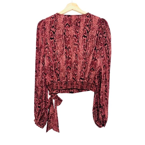 Cupcakes And Cashmere Snake Print Wrap Style Blouse XS Long Sleeve V-Neck - Picture 2 of 10